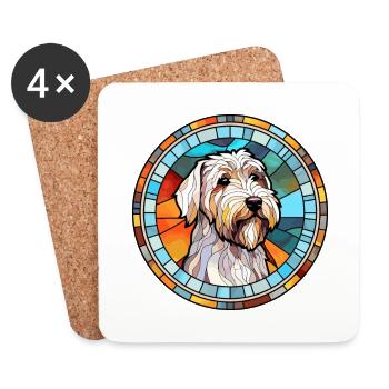 Sealyham Terrier Dog Breed Stained Glass Colorful - Coasters (set of 4) - white - Front