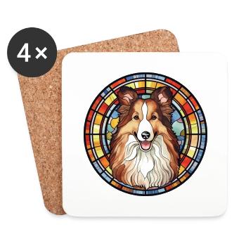 Sheltie Hunderasse Buntes Glas Buntes Wassercolo - Untersetzer (4er-Set) - Weiß - Vorne