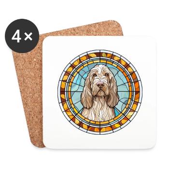 Spinone Italiano Hunderasse Buntglas Bunt - Untersetzer (4er-Set) - Weiß - Vorne