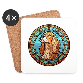 Strellufstover Dog Breed Stained Glass Colorful Wa - Coasters (set of 4) - white - Front