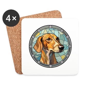 Smålandhund Hund Rasse Buntes Glas Wat - Untersetzer (4er-Set) - Weiß - Vorne