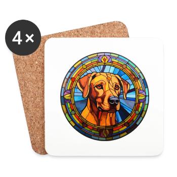 Stephens Cur chien race vitrail coloré Wate - Dessous de verre (lot de 4) - blanc - Devant