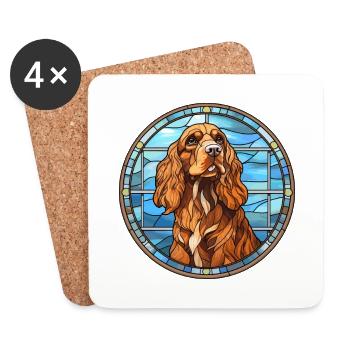 Sussex épagneul chien race vitrail coloré Wa - Dessous de verre (lot de 4) - blanc - Devant