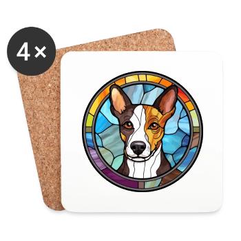 Tenterfield Terrier chien race vitrail Colorf - Dessous de verre (lot de 4) - blanc - Devant