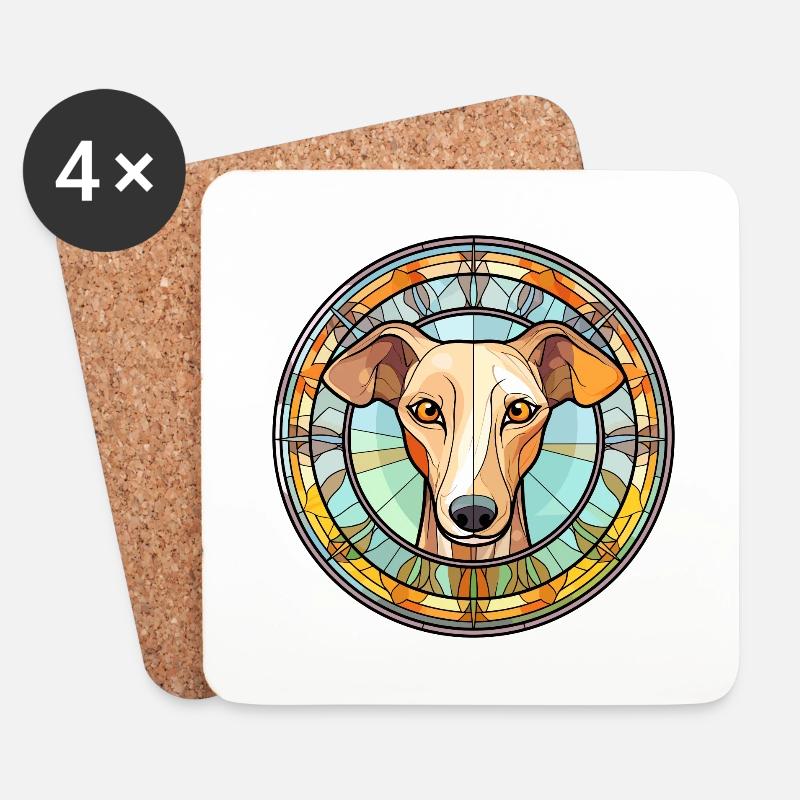 Whippet Hund Rasse Buntes Glas Buntes Wassercolo - Untersetzer (4er-Set) - Weiß