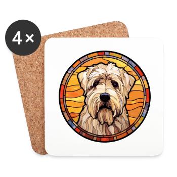 Laine Terrier à poil doux Chien de race teinté de verre - Dessous de verre (lot de 4) - blanc - Devant