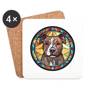 Staffordshire Bullterrier Hunderasse Buntglas - Untersetzer (4er-Set) - Weiß - Vorne