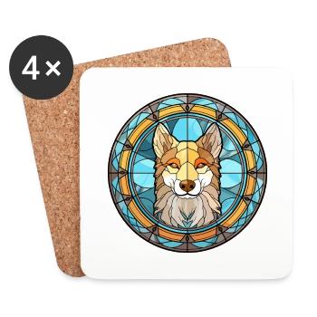 Tamaskan Dog Breed Stained Glass Colorful Watercol - Coasters (set of 4) - white - Front