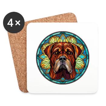 Transmontano Mastiff chien race vitrail couleur - Dessous de verre (lot de 4) - blanc - Devant