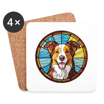 Welsh Sheepdog Dog Breed Stained Glass Colorful Wa - Coasters (set of 4) - white - Front