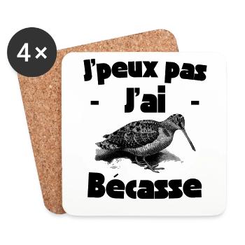 Je peux pas j'ai bécasse (noir) - Dessous de verre (lot de 4) - blanc - Devant