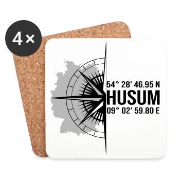 Koordinaten Husum - Untersetzer (4er-Set) - Weiß - Vorne