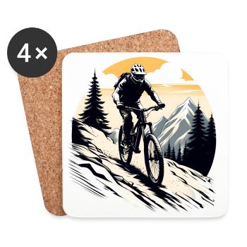 vététiste, vélo, montagnes, de plein air, sport - Dessous de verre (lot de 4) - blanc - Devant