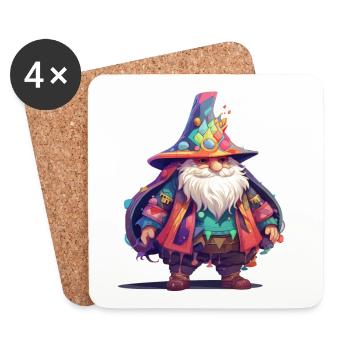 Bunter Kleiner Magier Fantasy RPG Lustig Shirt - Untersetzer (4er-Set) - Weiß - Vorne