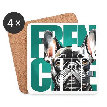 French Bulldog Portrait - Coasters (set of 4) - white - Front