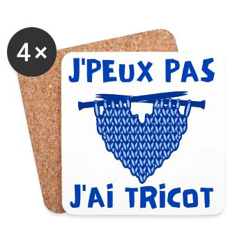 tricot, tricoter, laine - Dessous de verre (lot de 4) - blanc - Devant