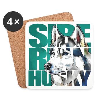 Sibirischer Husky Portrait - Untersetzer (4er-Set) - Weiß - Vorne