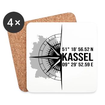 Koordinaten Kassel - Untersetzer (4er-Set) - Weiß - Vorne
