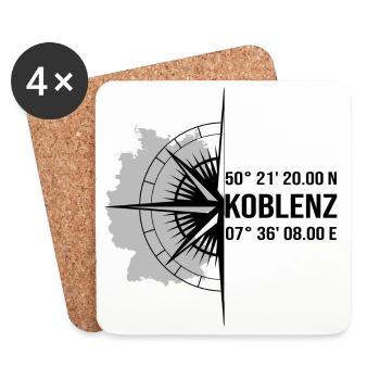 Koordinaten Koblenz - Untersetzer (4er-Set) - Weiß - Vorne