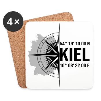 Koordinaten Kiel - Untersetzer (4er-Set) - Weiß - Vorne