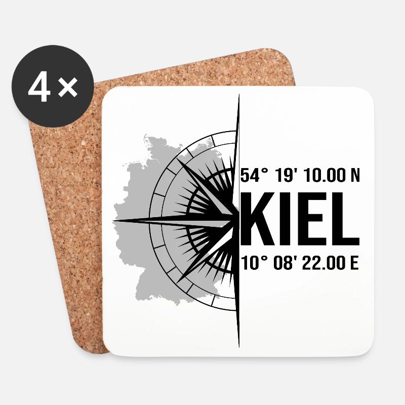 Koordinaten Kiel - Untersetzer (4er-Set) - Weiß