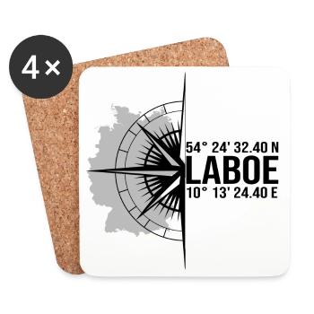 Koordinaten Laboe - Untersetzer (4er-Set) - Weiß - Vorne