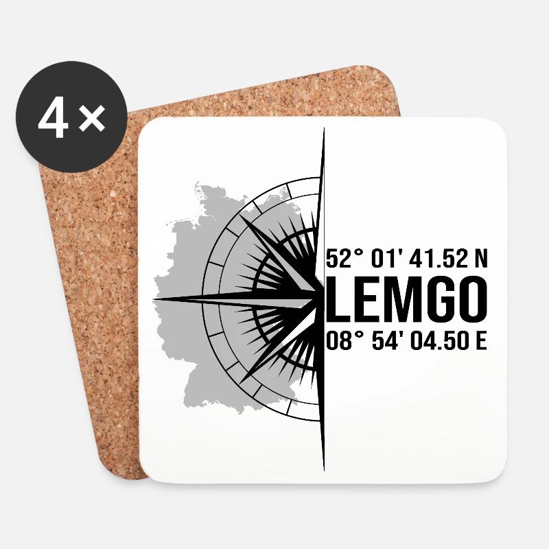 Koordinaten Lemgo - Untersetzer (4er-Set) - Weiß