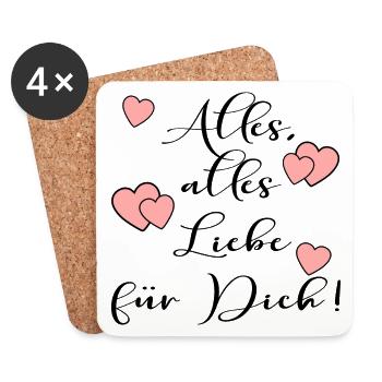 ALLES LIEBE SPRÜCHE - Untersetzer (4er-Set) - Weiß - Vorne
