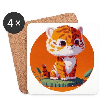 Little Tiger So Cute Child - Coasters (set of 4) - white - Front