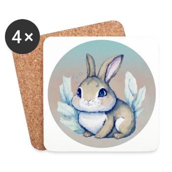 Aquarell Illustration Baby Hase Niedliche Kinder - Untersetzer (4er-Set) - Weiß - Vorne