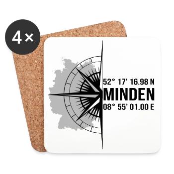 Koordinaten Minden - Untersetzer (4er-Set) - Weiß - Vorne