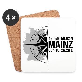 Koordinaten Mainz - Untersetzer (4er-Set) - Weiß - Vorne