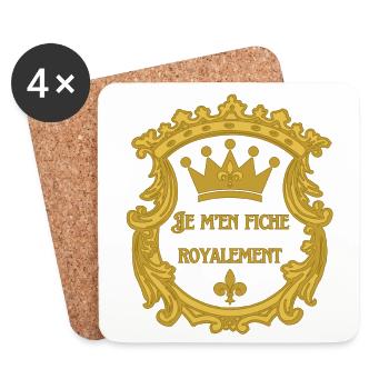 je m en fiche royalement couronne blason fleur lys - Dessous de verre (lot de 4) - blanc - Devant