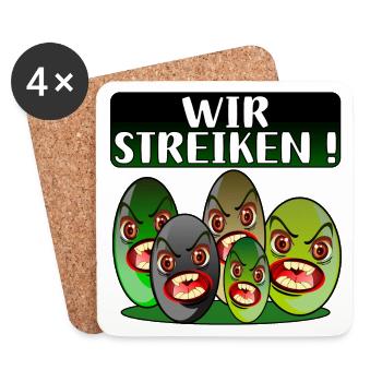 Streiken - Untersetzer (4er-Set) - Weiß - Vorne