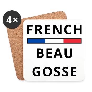 beau gosse Français . cadeau humour bel homme - Dessous de verre (lot de 4) - blanc - Devant