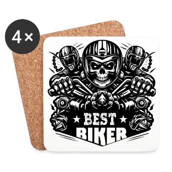 BESTER BIKER - Untersetzer (4er-Set) - Weiß - Vorne