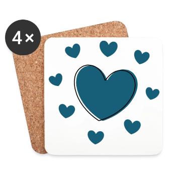 blue heart valentine's day gift - Coasters (set of 4) - white - Front