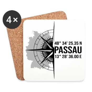 Koordinaten Passau - Untersetzer (4er-Set) - Weiß - Vorne