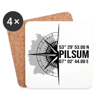 Koordinaten Pilsum - Untersetzer (4er-Set) - Weiß - Vorne