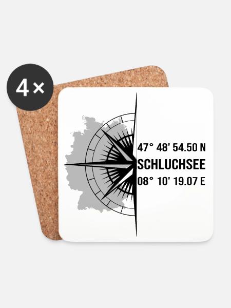 Koordinaten Schluchsee - Untersetzer (4er-Set) - Weiß