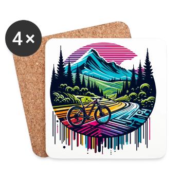 Lebendige Mountainbike-Landschaft - Untersetzer (4er-Set) - Weiß - Vorne
