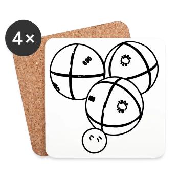Boules de pétanque - Dessous de verre (lot de 4) - blanc - Devant