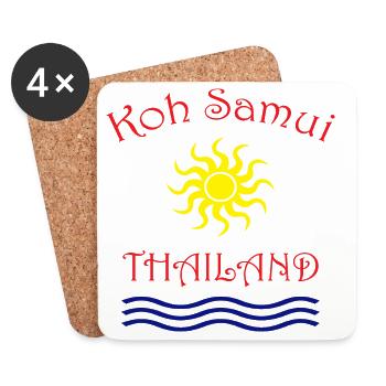 Koh Samui Sonne und Wellen Design - Untersetzer (4er-Set) - Weiß - Vorne