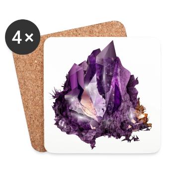 Luminous Violet Amethyst Crystal Motif - Coasters (set of 4) - white - Front