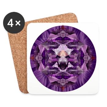 leuchtendes violettes Amethyst Kristall Motiv - Untersetzer (4er-Set) - Weiß - Vorne
