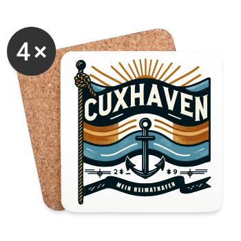 CUXHAVEN - MEIN HEIMATHAFEN - Untersetzer (4er-Set) - Weiß - Vorne