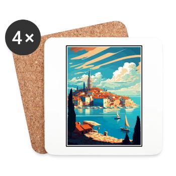 Novigrad Croatie Vintage voyage affiche Souvenir - Dessous de verre (lot de 4) - blanc - Devant
