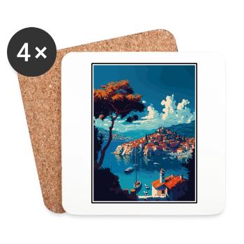 Cavtat Kroatien Vintage Reiseposter WPA Souvenir - Untersetzer (4er-Set) - Weiß - Vorne