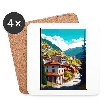 Artvin Turkey Vintage Travel Poster WPA Souvenir - Coasters (set of 4) - white - Front