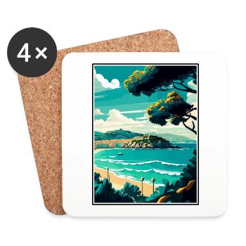 San Sebastian Spain Vintage Travel Poster Souvenir - Coasters (set of 4) - white - Front